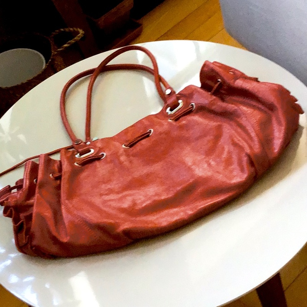 Red leather Prague bag